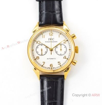 Swiss 7750 Replica IWC Portuguese Chronograph Watch Yellow Gold Case